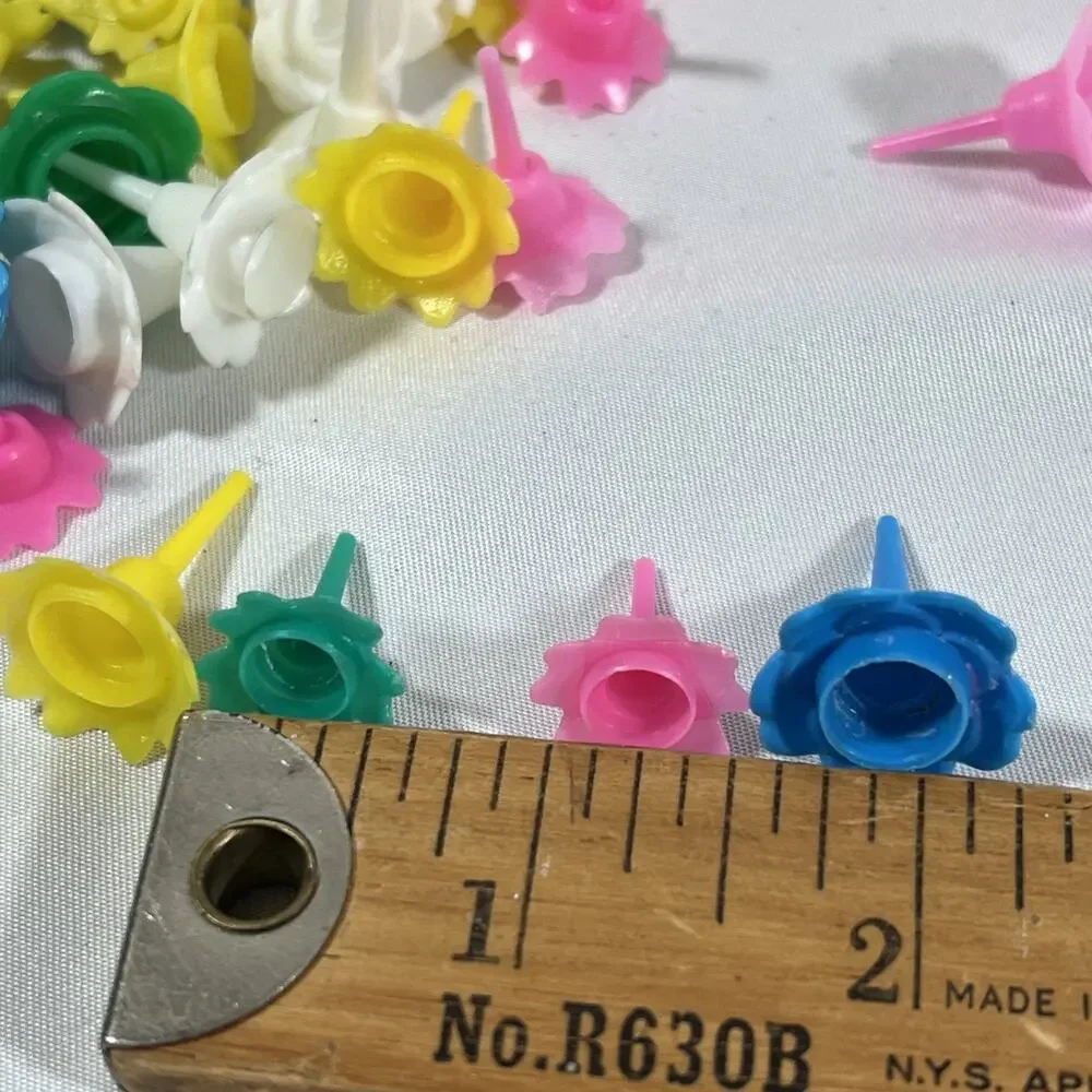 Vintage Cake Candle Holders Petal Flowers Multicolor Pink Blue Yellow Green 90+